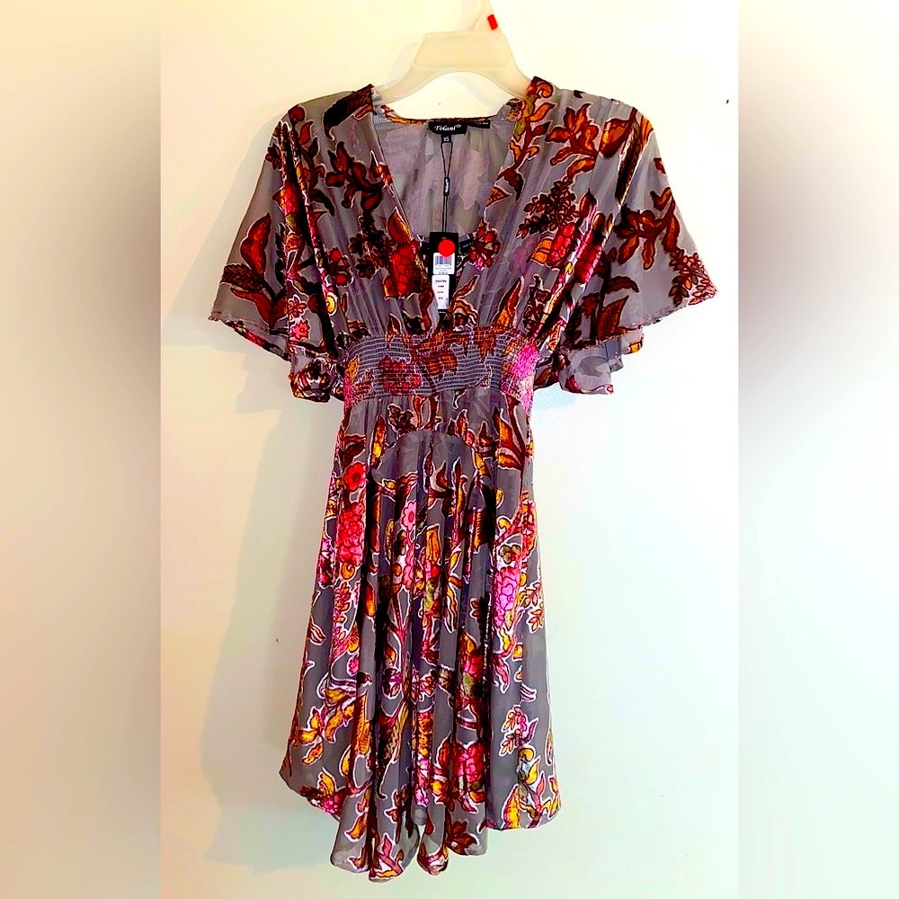 NWT Tolani Layered Lotus Flower Dress Size XS
